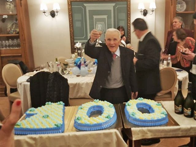 Procopio di Maggio celebrating his 100th birthday