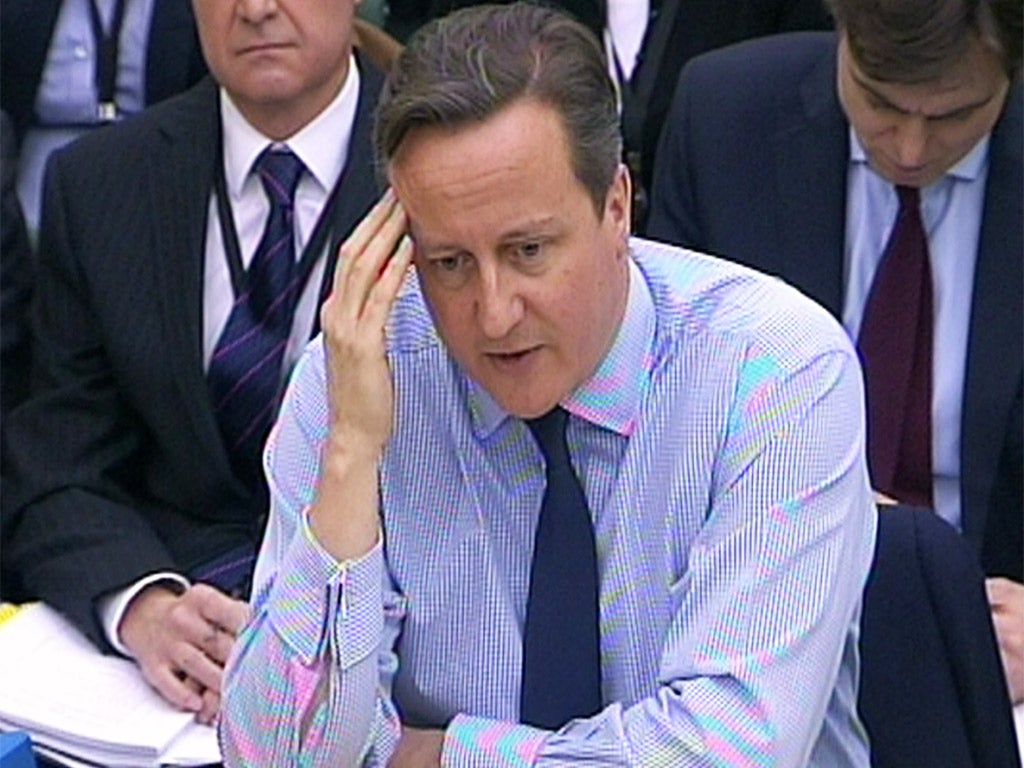 David Cameron answers questions in front of the Liaison Select Committee