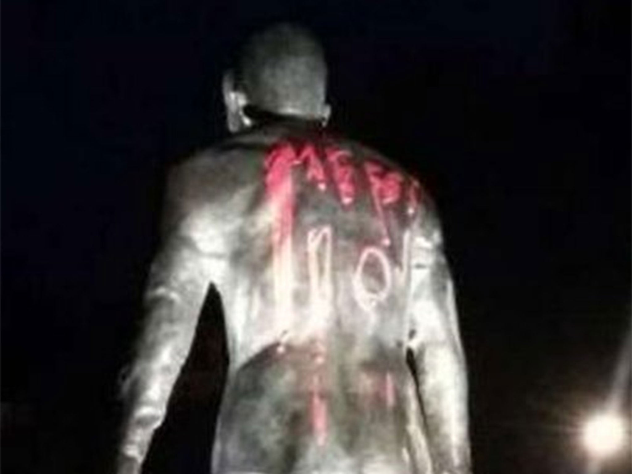 The Ronaldo statue having been daubed with graffiti