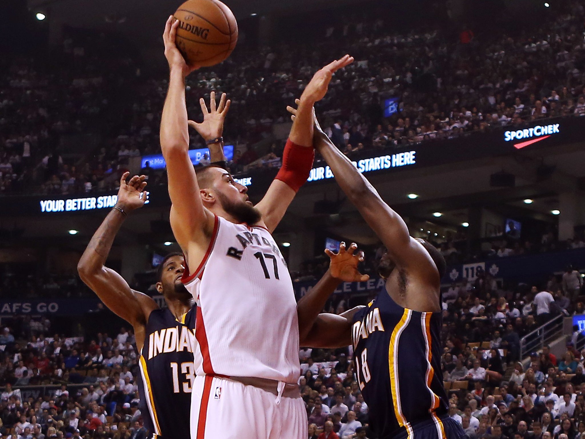 Jonas Valanciunas, who stands 7ft tall