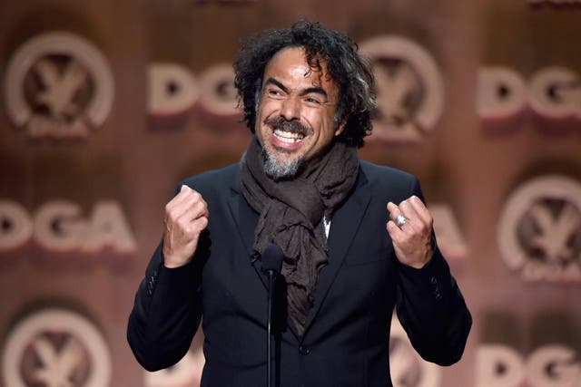 Alejandro Gonzales Inarritu winning a DGA award in 2015 for Birdman