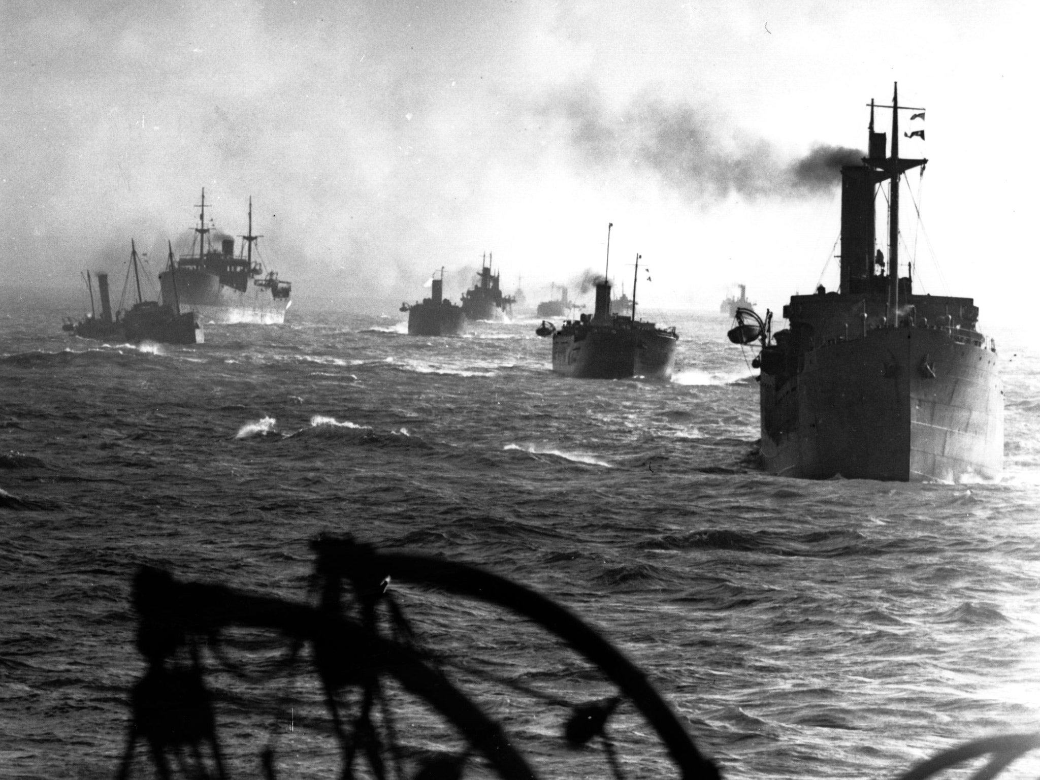 A convoy of allied ships sailing in the North Sea in 1943