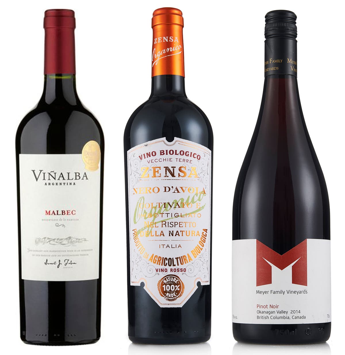 Wine: 2013 Bodegas Fabre Viñalba Reservado de la Familia Malbec; 2013 Zensa  Nero d'Avola; 2014 Meyer Pinot Noir | The Independent | The Independent