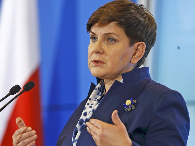 Poland's Prime Minister Beata Szydlo speaks during news conference in Warsaw