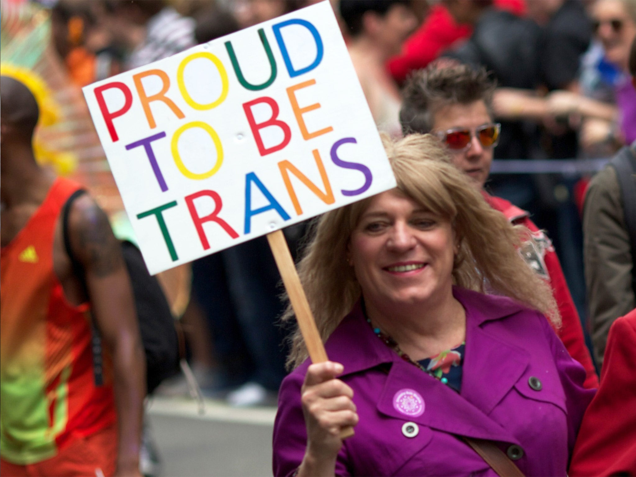 A trans woman makes her feelings clear on a London Pride march