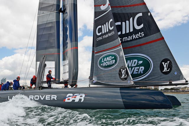 Team Land Rover BAR Britain, skippered by Sir Ben Ainslie and sponsored by CMC, competes in the Americas Cup in Sweden last year