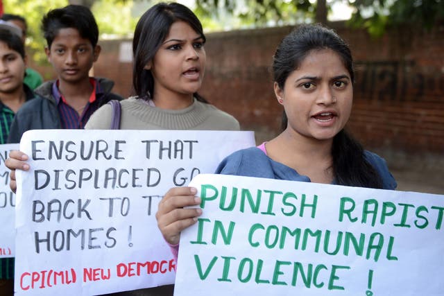 A protest calling for tougher punishments for rapists in Uttar Pradesh, where the rape of a seven-year-old girl has allegedly taken place