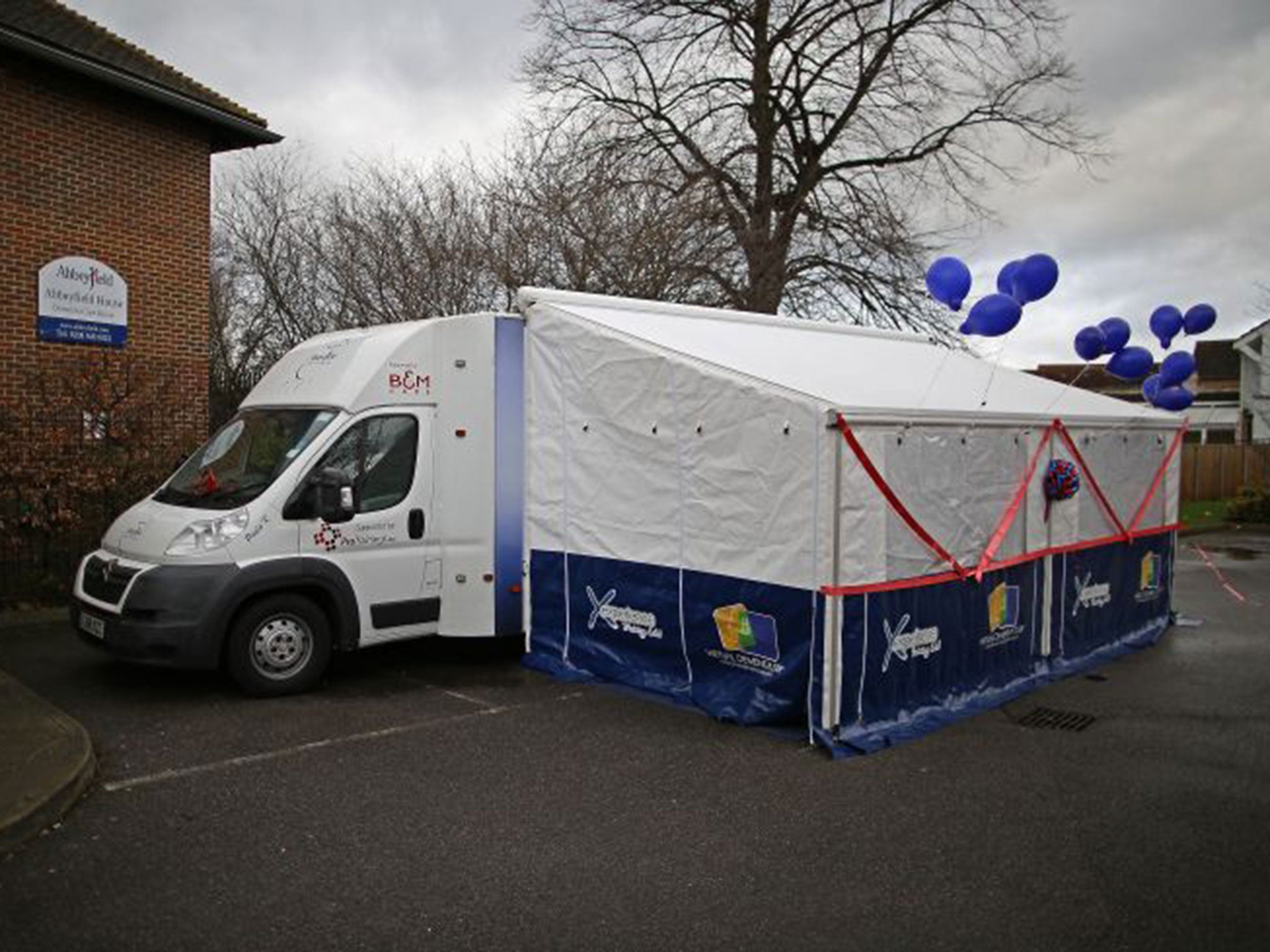 The lorry parked outside Abbeyfield Care Home in New Malden