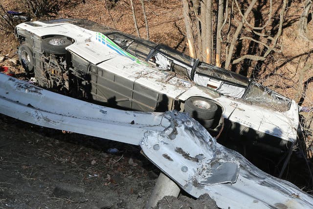 The vehicle had 41 people on board and was travelling from Tokyo to a ski resort in Nagano province when it skidded off the road near the town of Karuizawa at around 2am Friday morning
