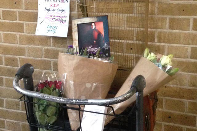 Harry Potter fans laid flowers, photos and other tributes at Platform 9¾