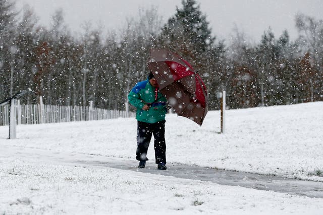 A freezing weekend has seen a 'corridor of snow' stretch down the UK