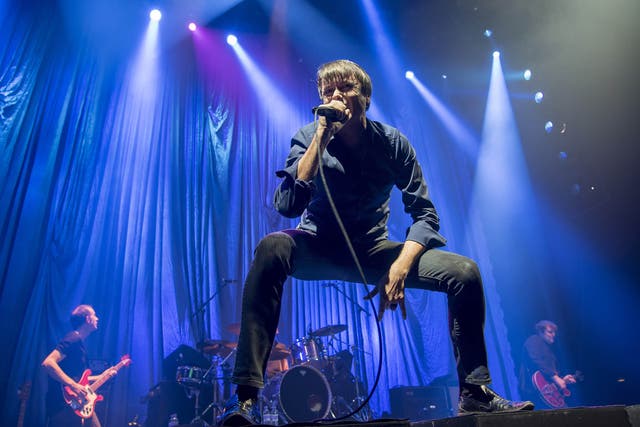 Suede at The Roundhouse; lead singer, Brett Anderson,performing during the second half of the show