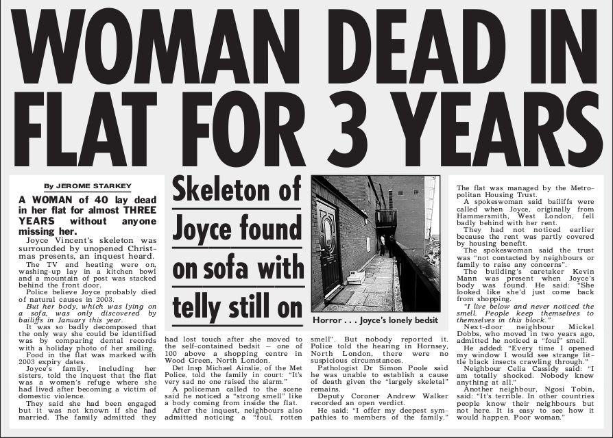 The story received press attention - with this article in The Sun being printed after her body was found