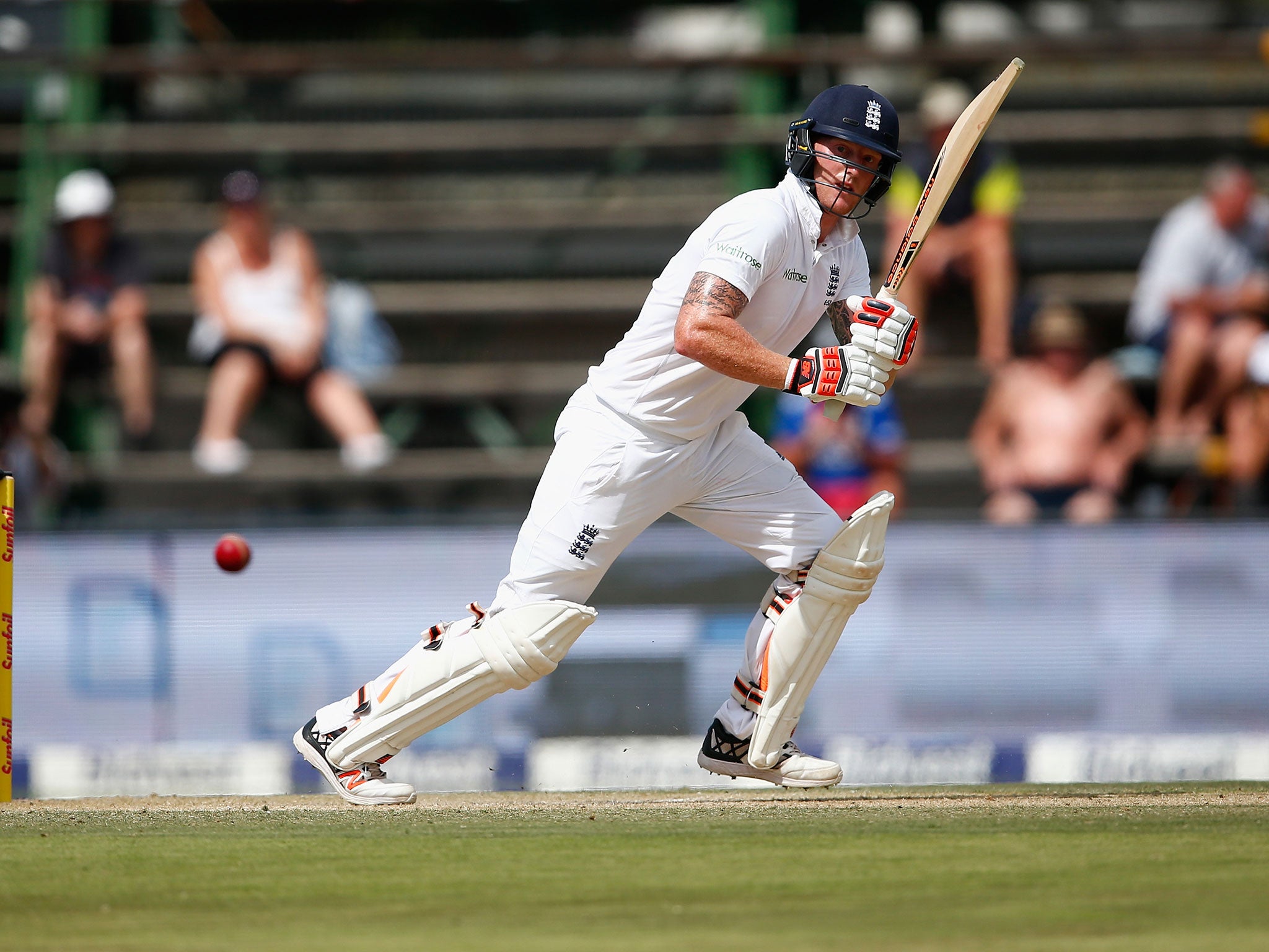Ben Stokes runs between the wickets during his first innings against South Africa