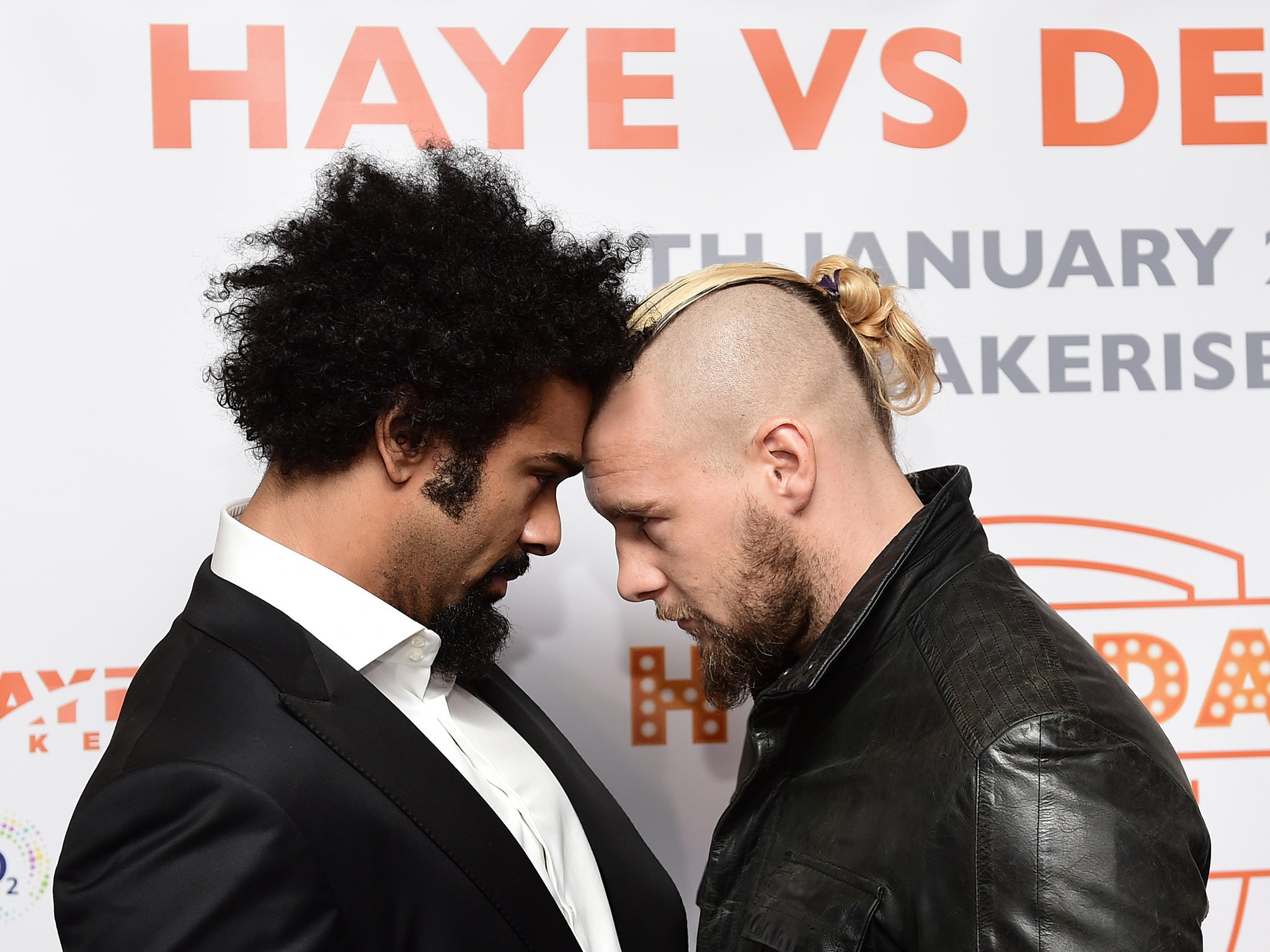 David Haye clashes with Mark De Mori during the announcement of the fight