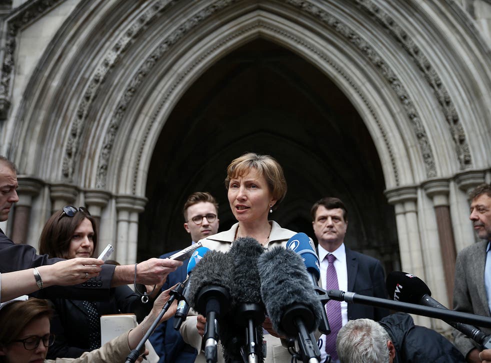 Marina Litvinenko, the widow of Alexander Litvinenko addresss the media outside the High Court