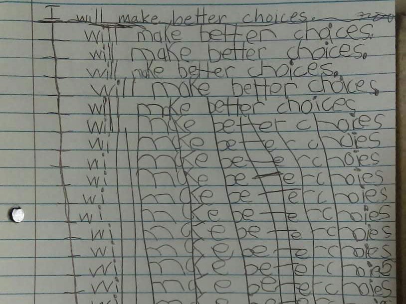 Six-year-old Isabella Collier's quick solution to a boring punishment