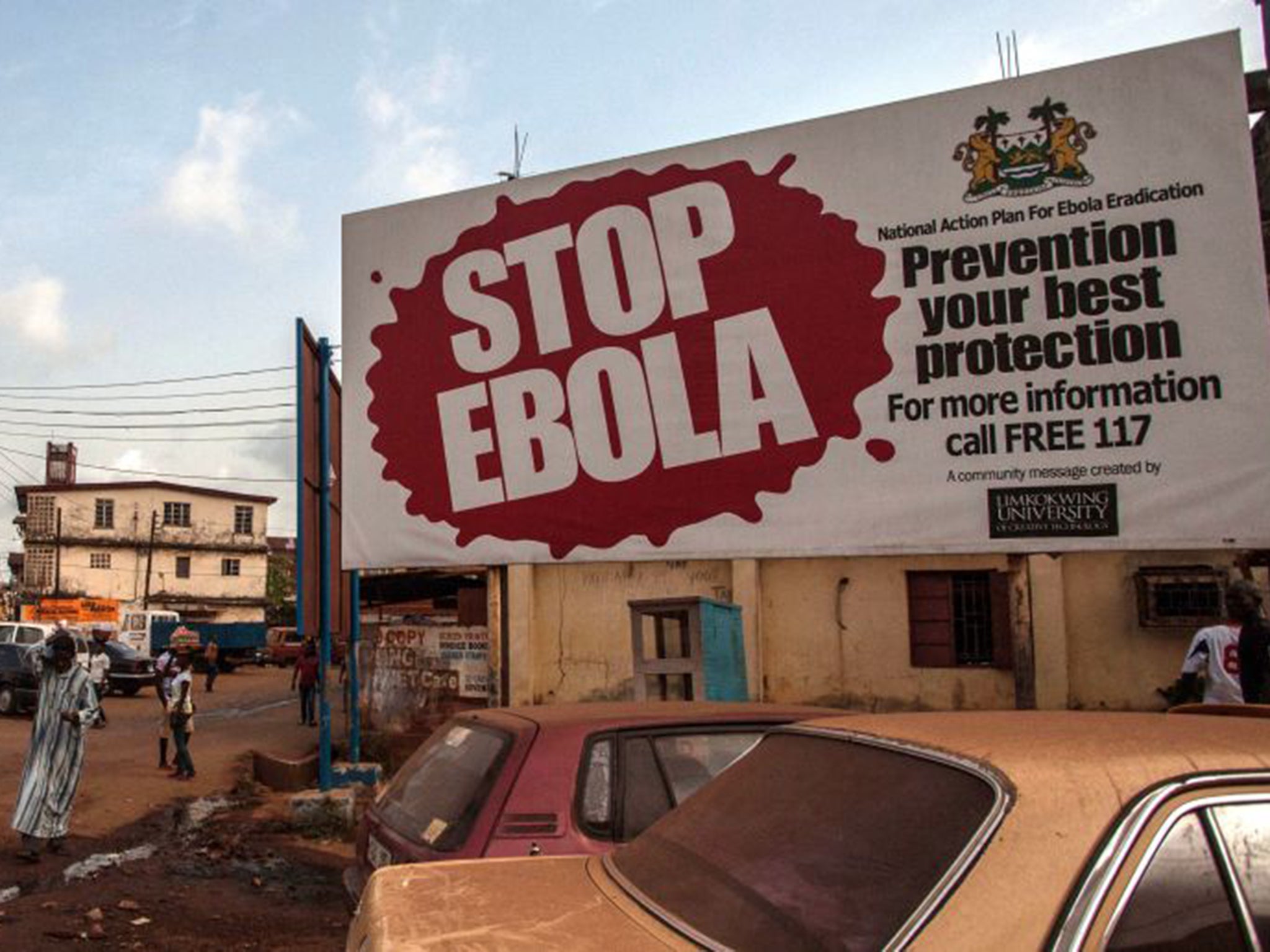 An awareness campaign poster in Freetown, Sierra Leone