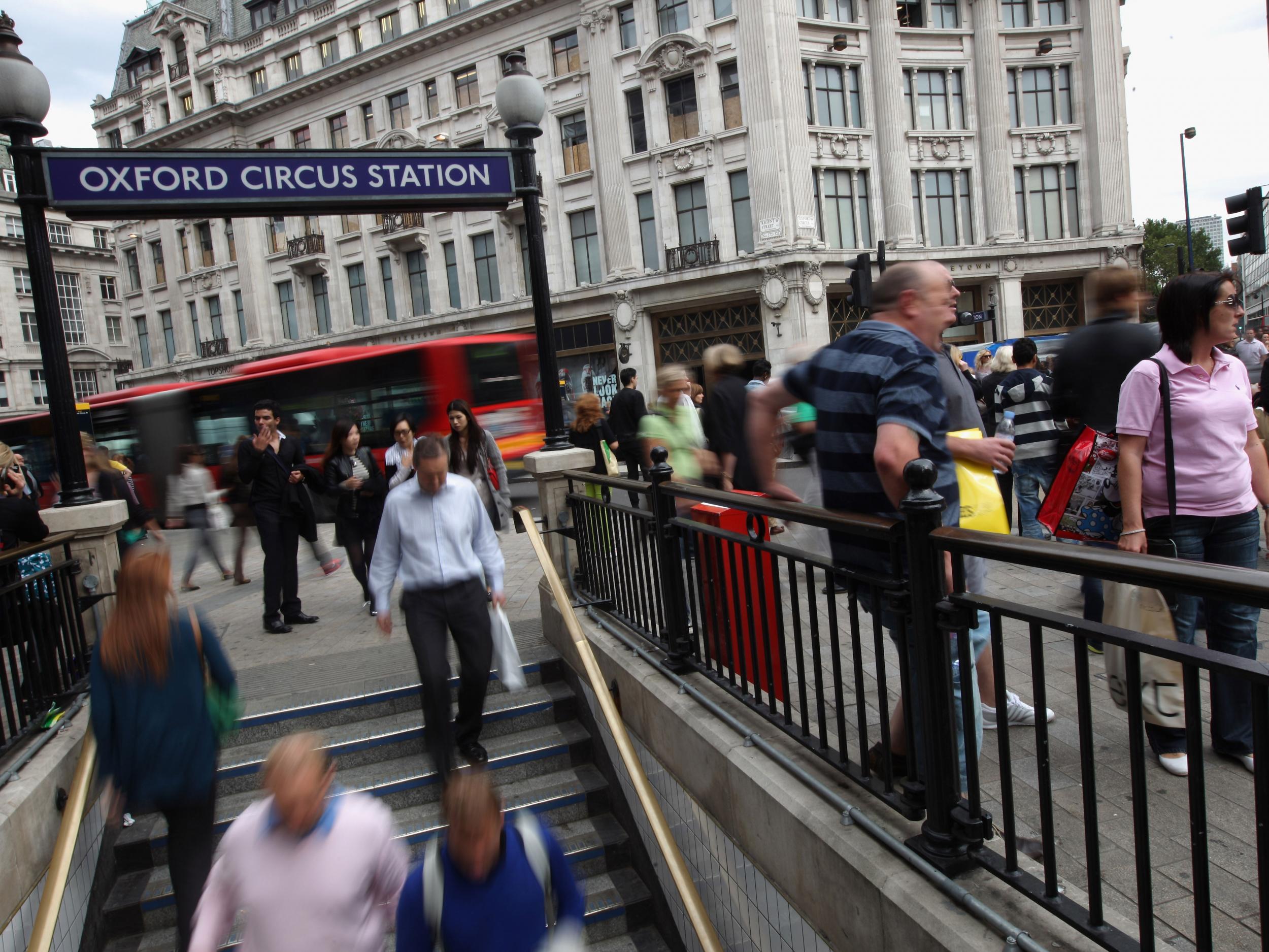 &#13;
Oxford Circus station was the second most crime-ridden, along with Stratford Getty&#13;
