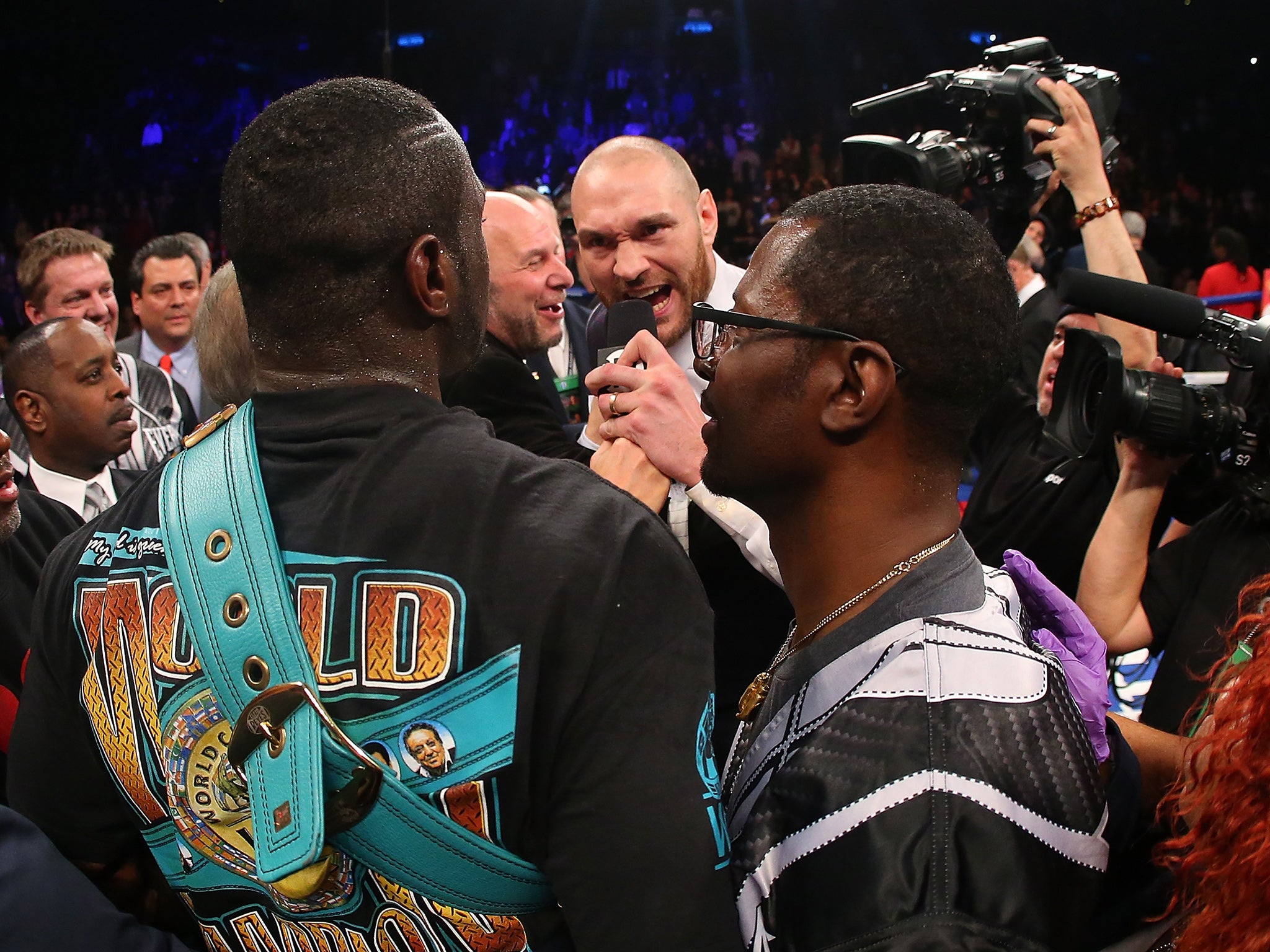 Tyson Fury confronts Deontay Wilder