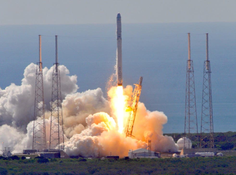 A SpaceX Falcon 9 rocket takes off from Cape Canaveral in Florida in June 2015