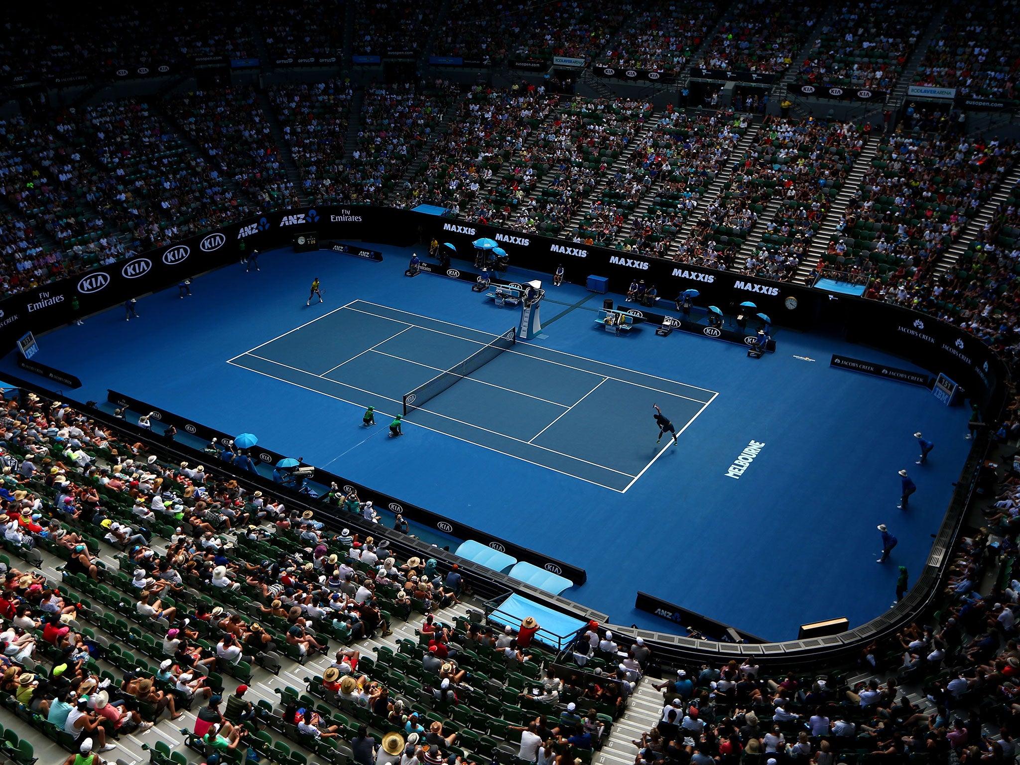 A view of the Rod Laver court on day one of the Australian Open