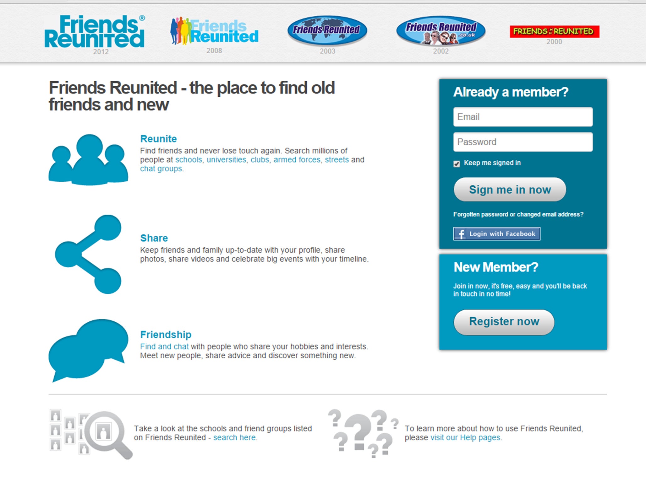The Friends Reunited site, which is still online for now