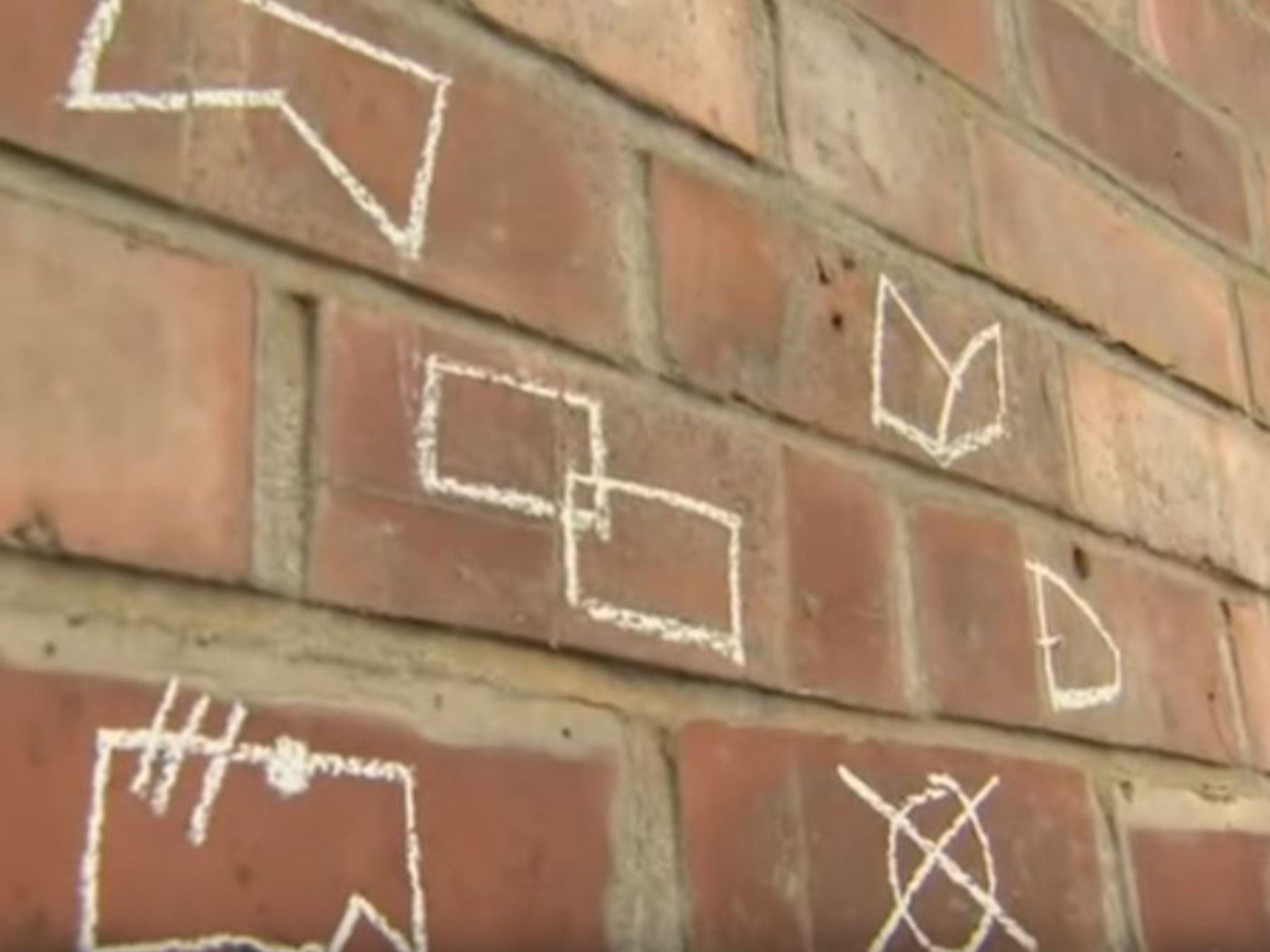 The symbols, that have been spotted on roads, kerbs and walls, are said to be a criminal code