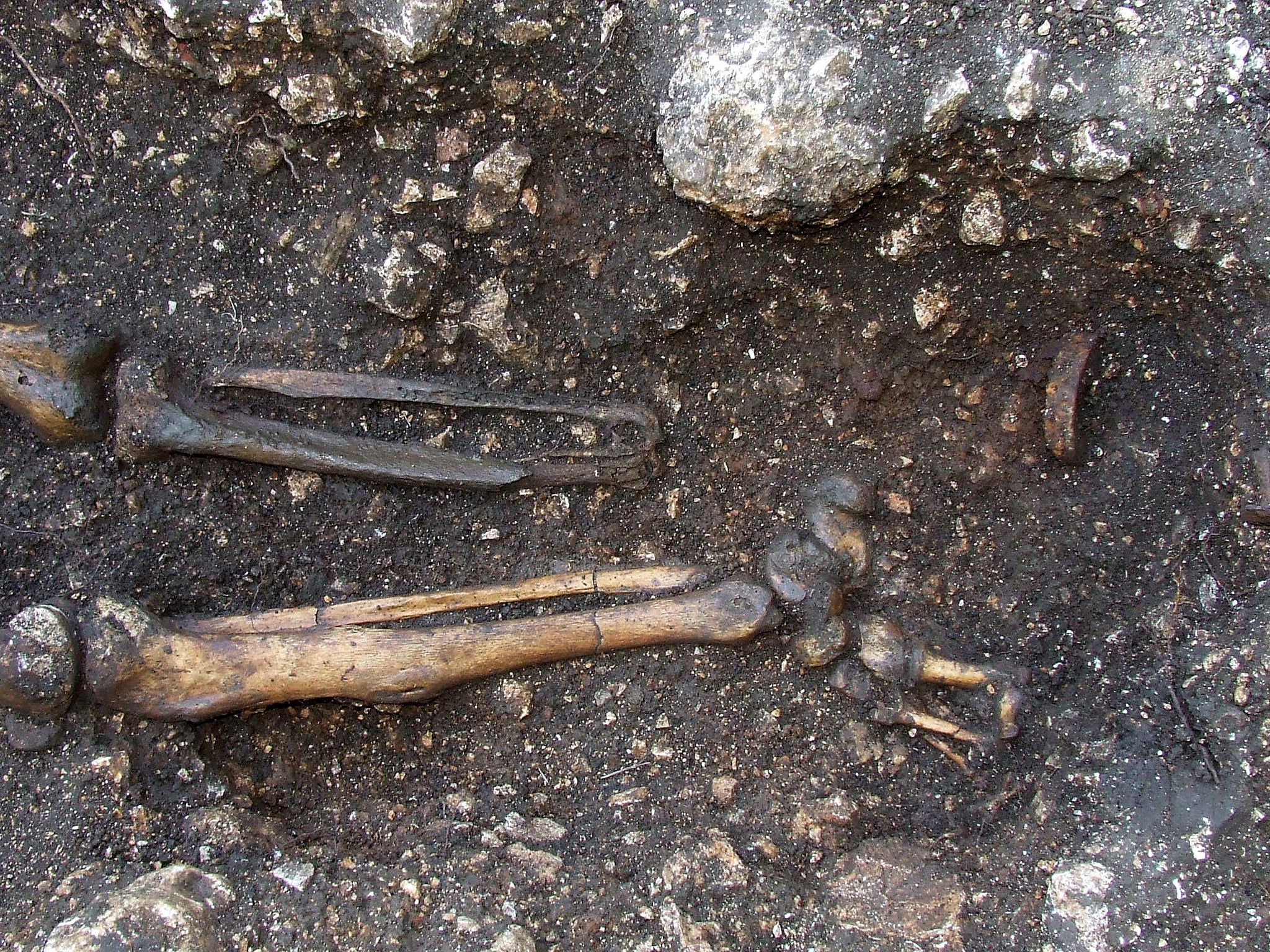 Archaeologists discovered the middle-aged man's left foot was missing (AFP/Getty)