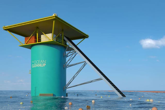 An artist’s impression of the Ocean Cleanup project, which aims to remove tons of toxic plastic from the world’s oceans