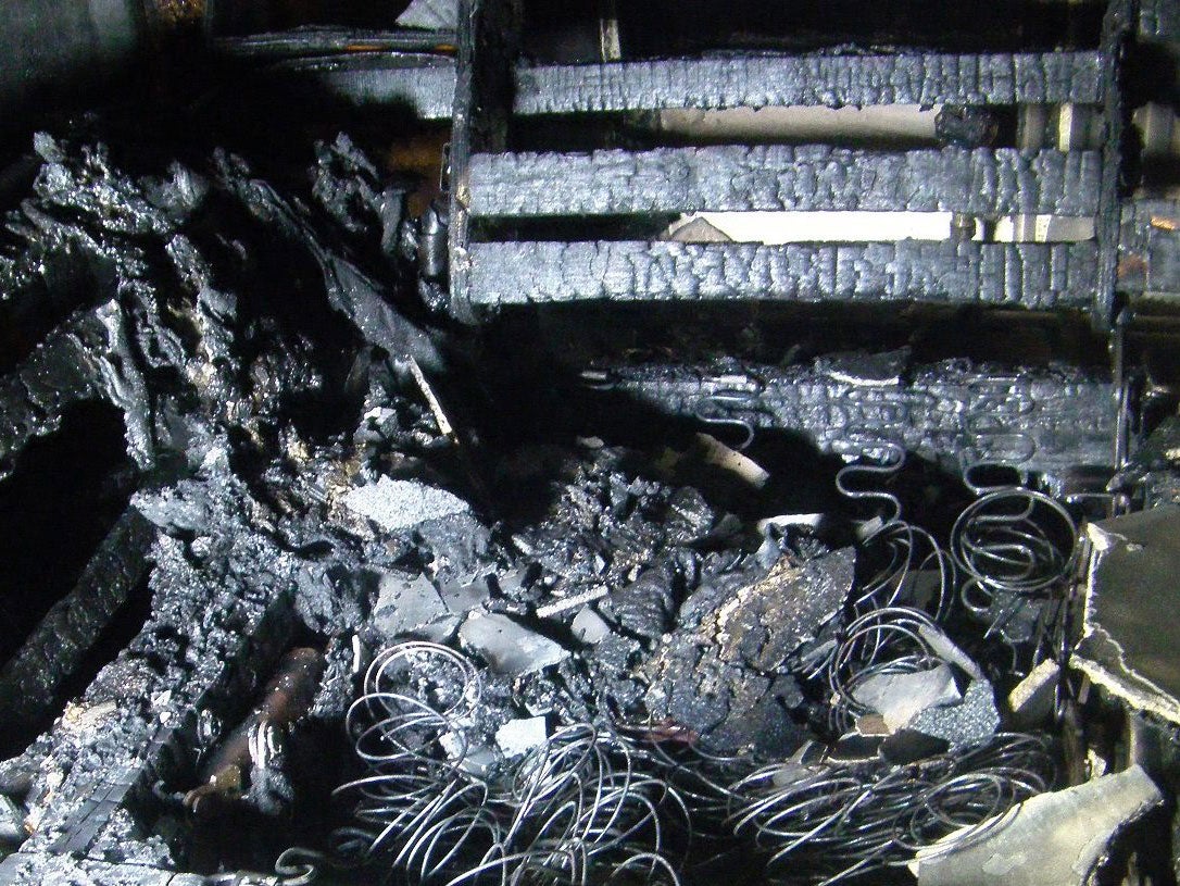 Charred remains after the fire Facebook
