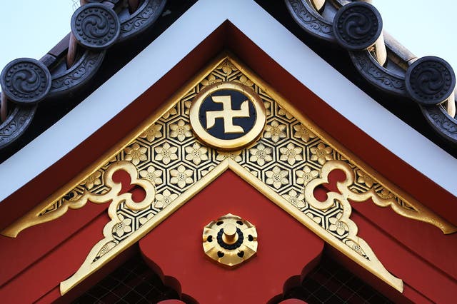 The symbol can be seen on Buddhist temples in Japan