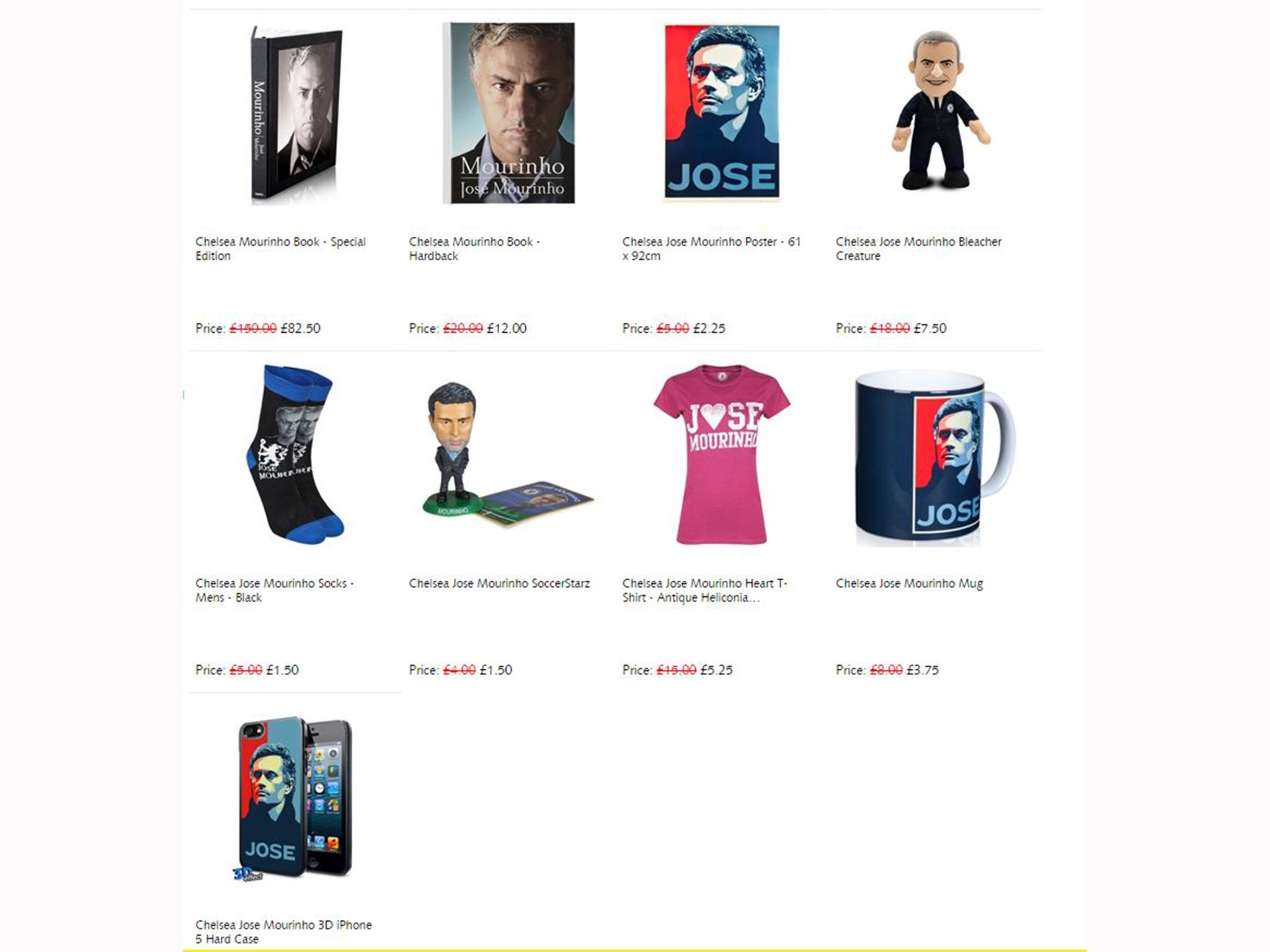 &#13;
Jose Mourinho products on sale at the Chelsea Megastore&#13;