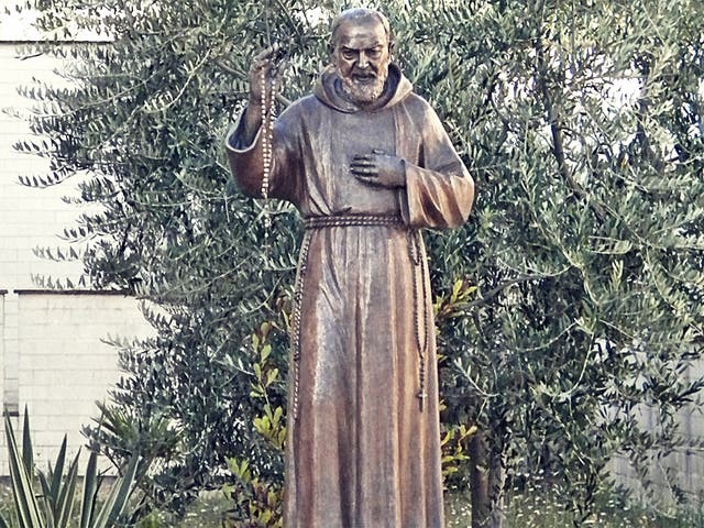 An existing sculpture of the Italian saint Padre Pio. The new shrine will only be slightly shorter than the  Statue of Liberty