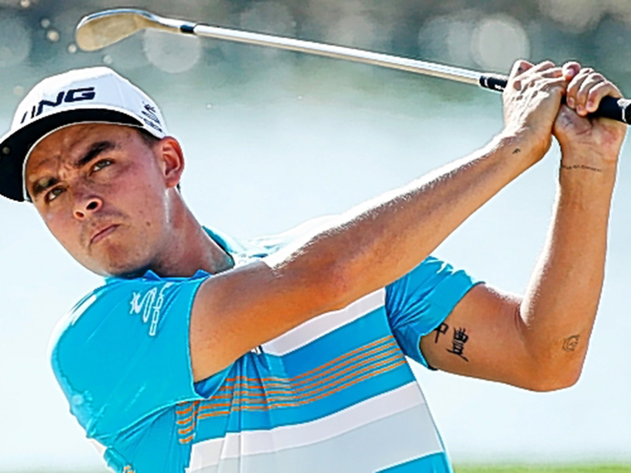 Rickie Fowler plays a practice round in Abu Dhabi