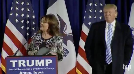 Sarah Palin announced her backing for Mr Trump at an event in Iowa