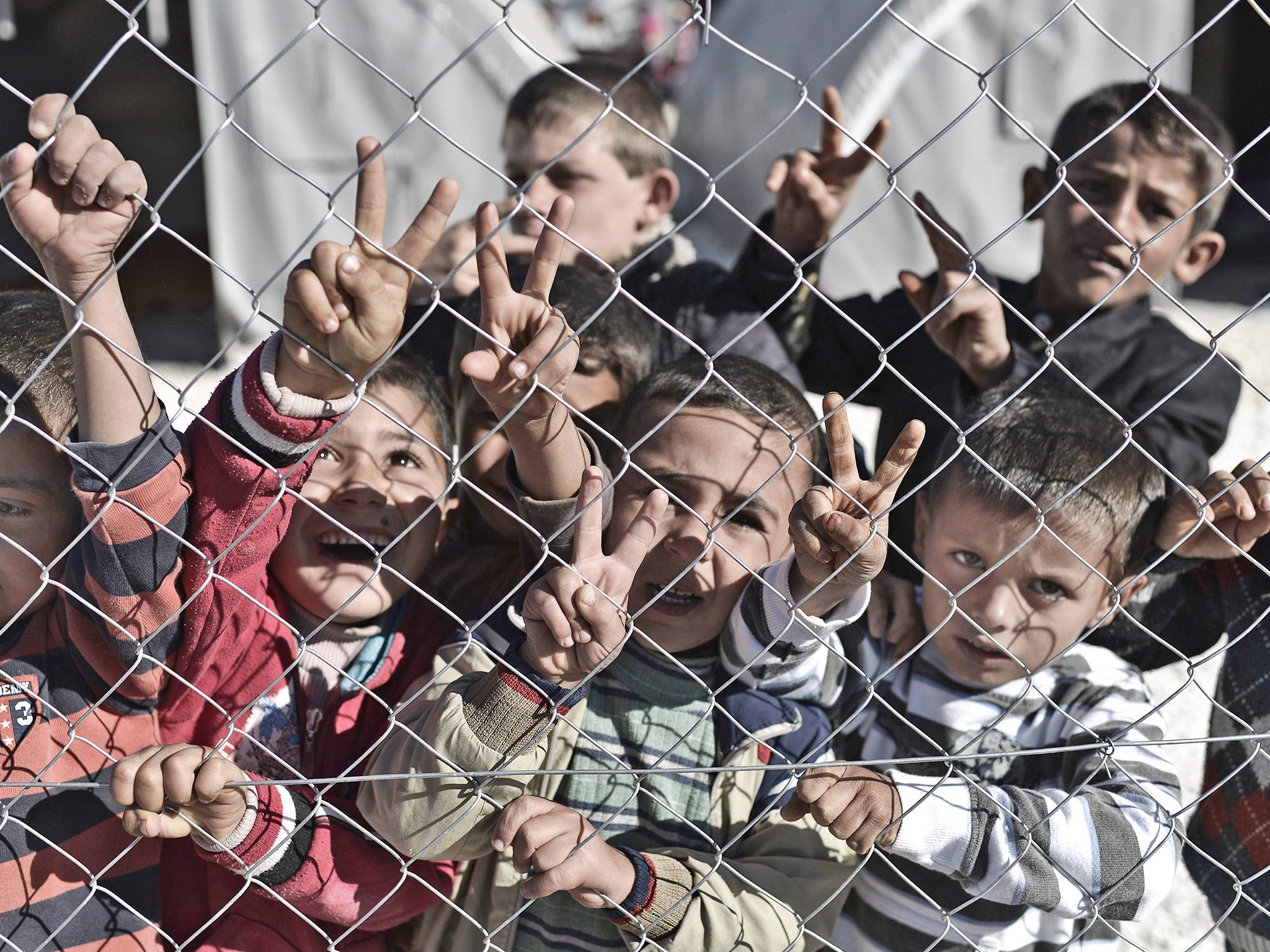 Syrian children at a refugee camp in Suruc, Turkey