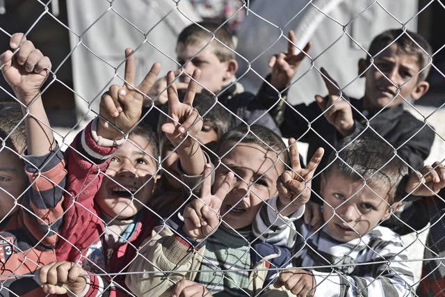 Syrian children at a refugee camp in Suruc, Turkey