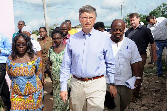 Bill Gates visiting a health centre in Awutu Senya, Ghana