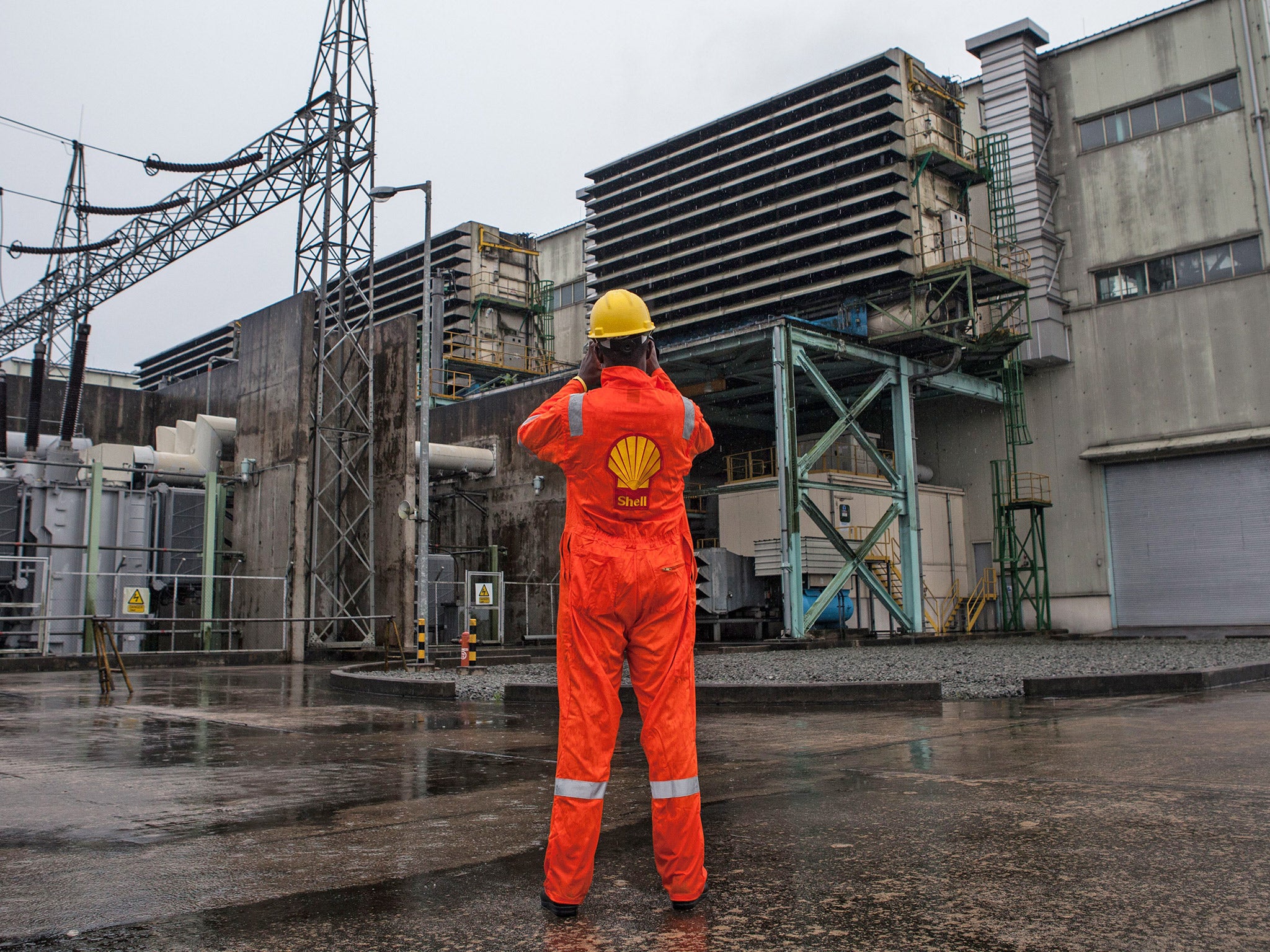 A Shell employee at a power plant in Port Harcourt, Nigeria