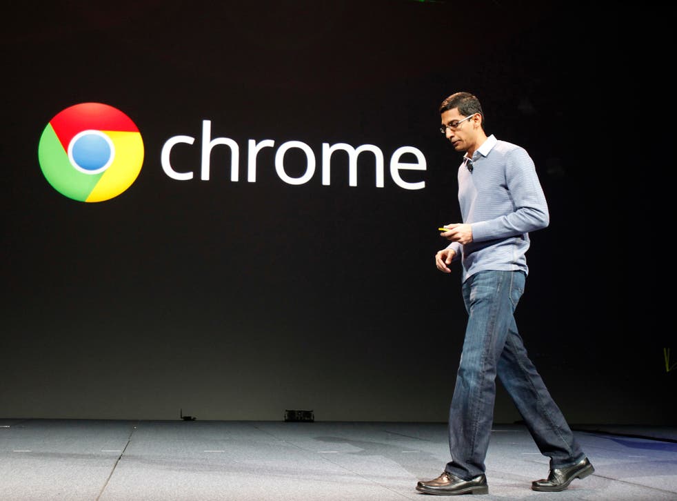 Sundar Pichai, senior vice president of Google Chrome, speaks during Google I/O Conference at Moscone Center in San Francisco, California June 28, 2012
