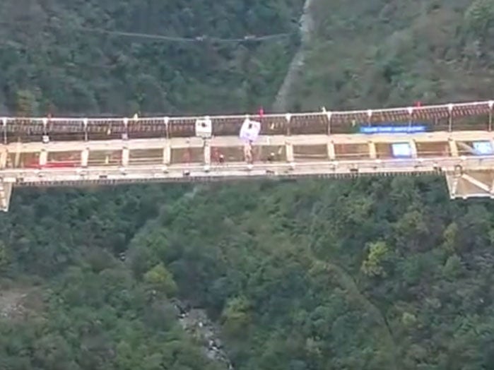 Ariel view of the glass-bottomed bridge YouTube