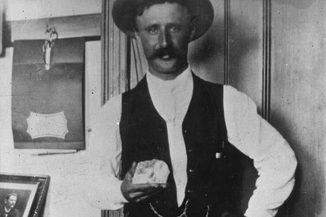 Frederick Wells with the uncut Cullinan Diamond before it sets off on its travels