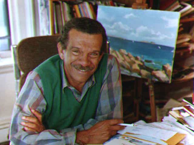 Walcott in his office in Brooklyn in 1992 after winning the Nobel Prize for Literature