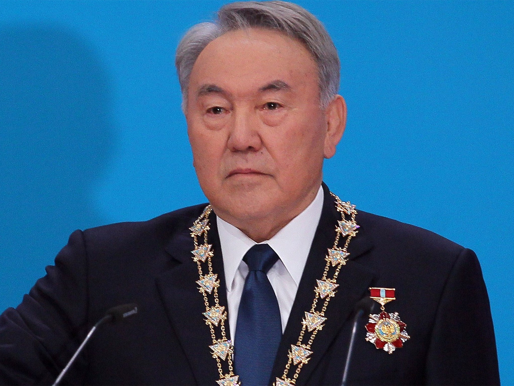 Nursultan Nazarbayev won 97.7 per cent of the vote in April