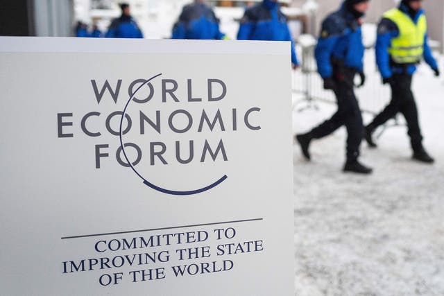 The event at Davos sees the world's rich and powerful gather in a snow-blanketed Swiss ski resort