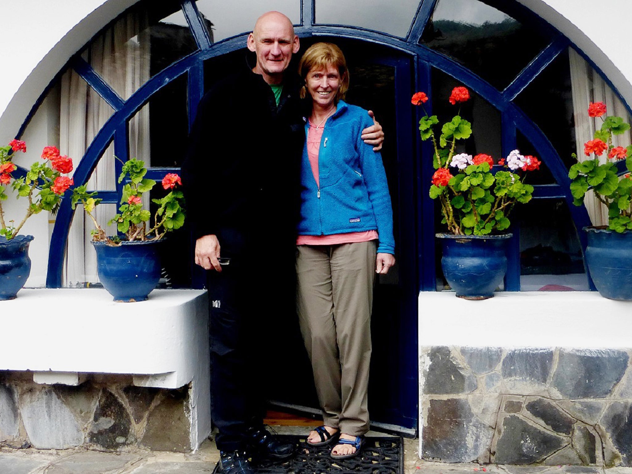 Ian Johnston with his partner Sadie Hartley who was who was stabbed to death at her home in Sunny Bank Road, Helmshore, Lancashire