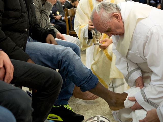 Pope Francis washing the feet of young offenders in Rome