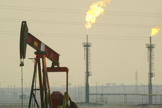 A derek pumps in a oil field