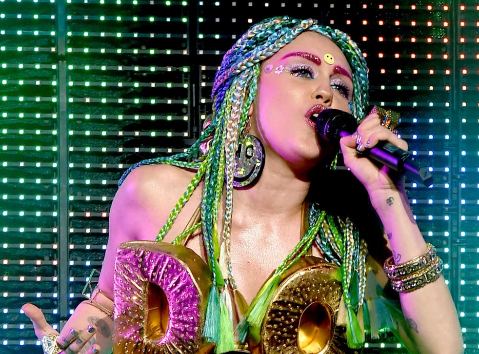 Miley Cyrus performing at the Wiltern Theatre, December 2015